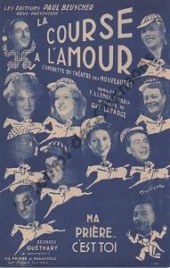 Partition de la chanson : Ma prière ... C'est toi Course à l'amour (La) Théâtre des Nouveautés