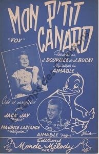 Partition de la chanson : Mon p'tit canard        