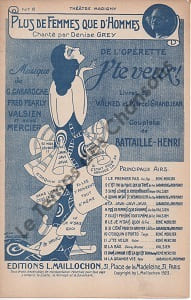 Partition de la chanson : Plus de femmes que d'hommes J'te veux Marigny