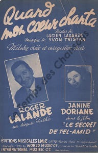 Partition de la chanson : Quand mon coeur chanta Secret De Tel-Amid (Le)