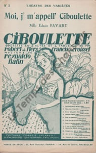 Partition de la chanson : Moi, je m'appelle Ciboulette Ciboulette Théâtre des Variétés