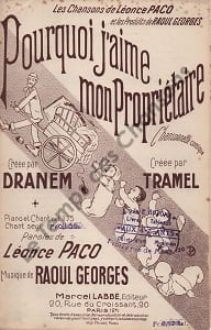 Partition de la chanson : Pourquoi j'aime mon propriétaire Tampon sur couverture Chanson comique