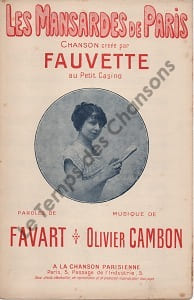 Partition de la chanson : Mansardes de Paris (Les) Infimes rousseurs Petit Casino