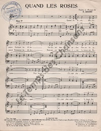 Partition de la chanson : Quand les roses