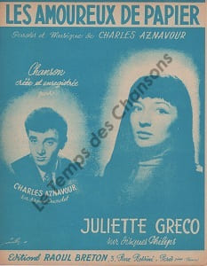 Partition de la chanson : Amoureux de papier (Les)