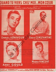 Partition de la chanson : Quand tu viens chez moi ... mon coeur