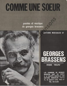 Partition de la chanson : Comme une soeur        . Brassens Georges - Brassens Georges - Brassens Georges