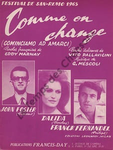 Partition de la chanson : Comme on change ( Cominciamo ad amarci ) . Dalida,Foster John,Fernandel Franck - Mescoli Gino - Marnay Eddy