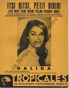 Partition de la chanson : Itsi bitsi, petit bikini        . Dalida - Pockriss Lee - Salvet André,Morisse Lucien