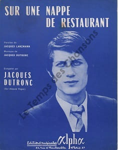 Partition de la chanson : Sur une nappe de restaurant