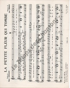 Partition de la chanson : Petite fleur qui tombe (La)