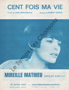 Partition de la chanson : Cent fois ma vie        
