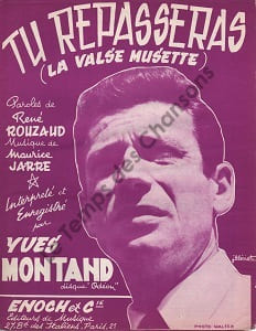 Partition de la chanson : Tu repasseras  Valse musette (La)      