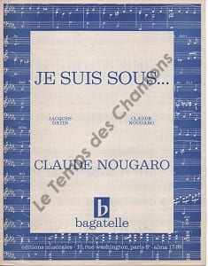 Partition de la chanson : Je suis sous ... Marie Christine