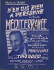 Partition de la chanson : N'en dis rien à personne      Méditerranée  Théâtre du Châtelet. Rossi Tino - Lopez Francis - Vincy Raymond