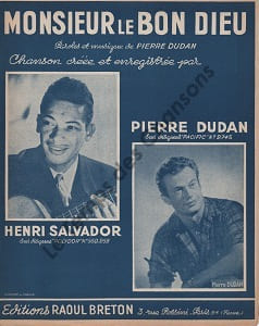 Partition de la chanson : Monsieur le Bon Dieu . Dudan Pierre,Salvador Henri - Dudan Pierre - Dudan Pierre