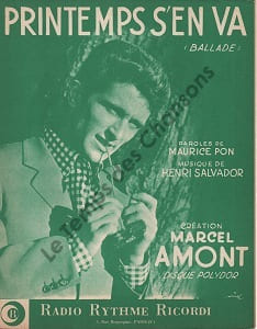 Partition de la chanson : Printemps s'en va