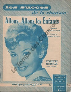 Partition de la chanson : Allons, allons les enfants