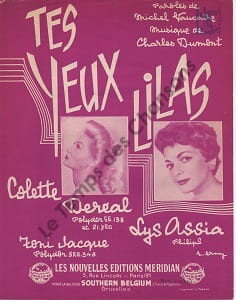 Partition de la chanson : Tes yeux lilas