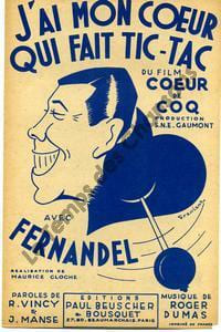 Partition de la chanson : J'ai mon coeur qui fait tic-tac Coeur de coq