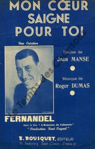 Partition de la chanson : Mon coeur saigne pour toi