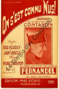 Partition de la chanson : On s'est connu nus ! Marges insolées . Fernandel - Chagnon Pierre - Pearly Fred,Vorcet Jean