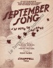 Partition de la chanson : September song  J'ai peur de l'automne    Amants de Capri (Les)  . Huston Wallter - Weill Kurt - Vaucaire Michel