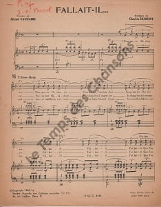 Partition de la chanson : Fallait-il ...