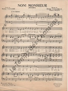 Partition de la chanson : Non ! Monsieur