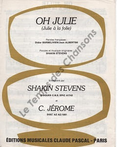 Partition de la chanson : Oh Julie  Julie à la folie      