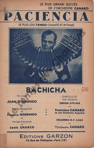 Partition de la chanson : Paciencia Adhésif tranche interieur . Bachicha - d'Arienzo Juan - Charco Louis