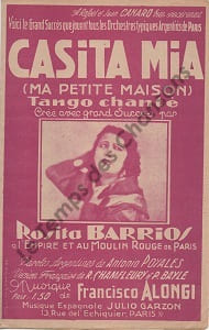 Partition de la chanson : Casita mia Ma petite maison . Barrios Rosita - Alongi Francis - Chamfleury Robert
