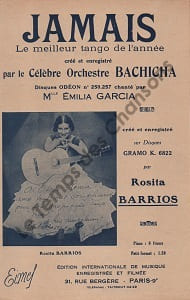 Partition de la chanson : Jamais . Barrios Rosita - Roma Oscar - Chamfleury Robert