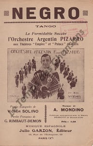 Partition de la chanson : Negro        . Pizarro - Mondino A. - Rimbaut-Demont G.