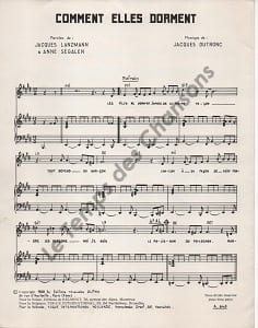 Partition de la chanson : Comment elles dorment