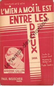Partition de la chanson : Mien à moi, il est entre les deux (L')
