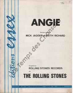 Partition de la chanson : Angie . Rolling Stones - Jagger Mick,Richard Keith - Jagger Mick,Richard Keith