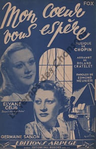 Partition de la chanson : Mon coeur vous espère