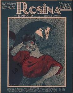 Partition de la chanson : Rosina Partition d’édition originale chez Francis Salabert pour piano uniquement; illustrée par Roger de Valerio (Illustrateur, affichiste et peintre français )       