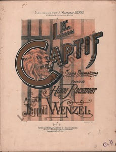 Partition de la chanson : Captif (Le) Adhésif sur la tranche intérieur Poésie