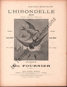 Partition de la chanson : Hirondelle (L') Chant pour mezzo soprano      Poésie 