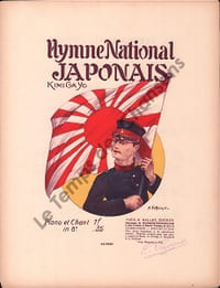 Partition de la chanson : Hymne National Japonais Kimi Ga Yo Papier fragilisé mais bon état général Hymne