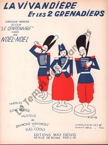 Partition de la chanson : Vivandière et les deux grenadiers (La)     Annotation stylo sur haut de couverture Centenaire (Le) Chansonnette 