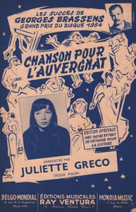 Partition de la chanson : Chanson pour l'auvergnat Grand prix du disque 1954