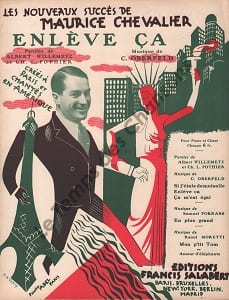 Partition de la chanson : Enlève ça Partition d’édition originale chez Francis Salabert pour piano , chant; illustrée par Roger de Valerio (Illustrateur, affichiste et peintre français ) Chansonnette