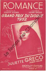Partition de la chanson : Romance