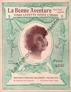 Partition de la chanson : Bonne aventure (La) Olympia