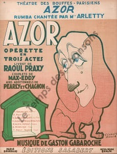 Partition de la chanson : Azor Azor Chansonnette Théâtre des Bouffes Parisiens