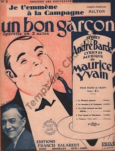 Partition de la chanson : Je t'emmène à la campagne Bon garçon (Un) Théâtre des Nouveautés