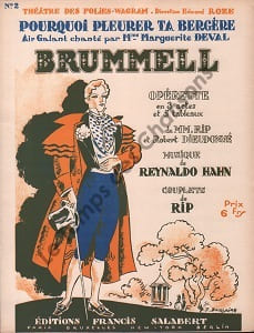 Partition de la chanson : Pourquoi pleurer ta bergère Brummel Théâtre des Folies Wagram